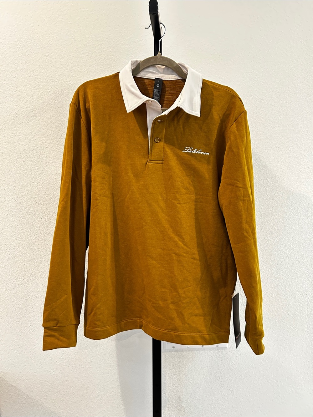 NWT Lululemon Men's Long-Sleeve Rugby Shirt Embroidery Melrose Tan, Size S, $118